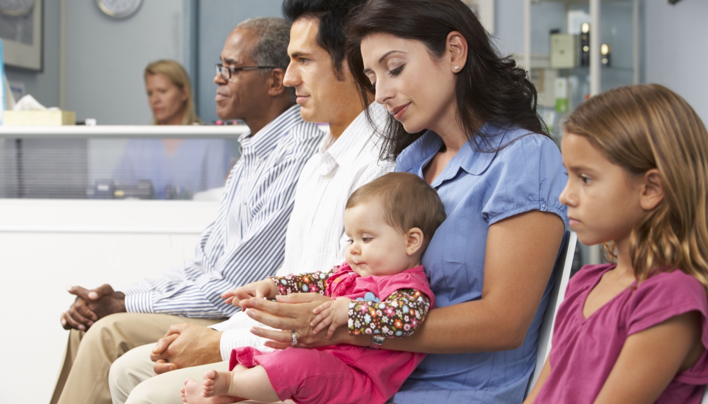 Patients seated in doctor's waiting room; clinical feasibility concept